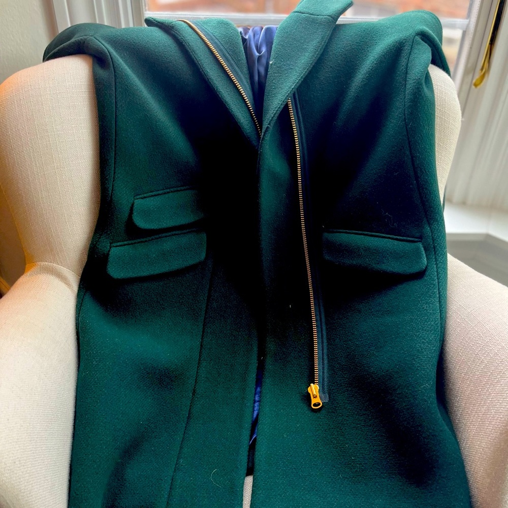 J.crew wool blend Cocoon coat in Italian stadium cloth, emerald green size 0